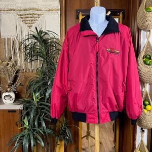 Vintage Red Nylon Fleece Lined Bomber Jacket XL | Workwear Utility 90s Y2K Retro